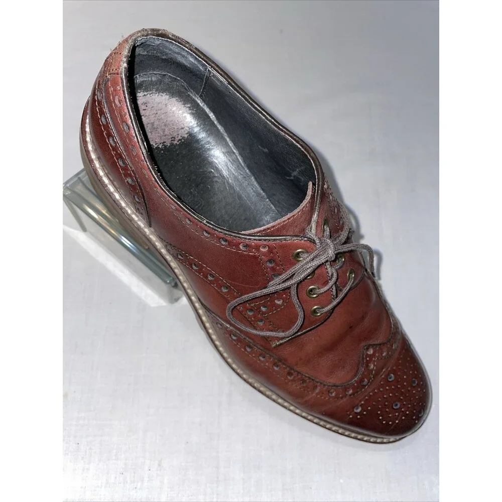 Johnston & Murphy 1850 Dress Oxfords Mens Size 9 M Brown Leather Wingtips Brogue